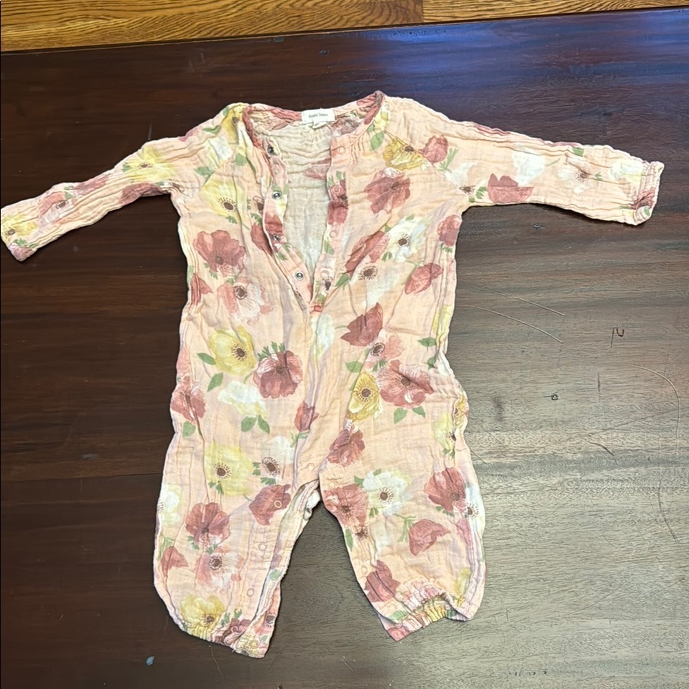 Angel Dear pink floral cotton onesie size 12-18 mo